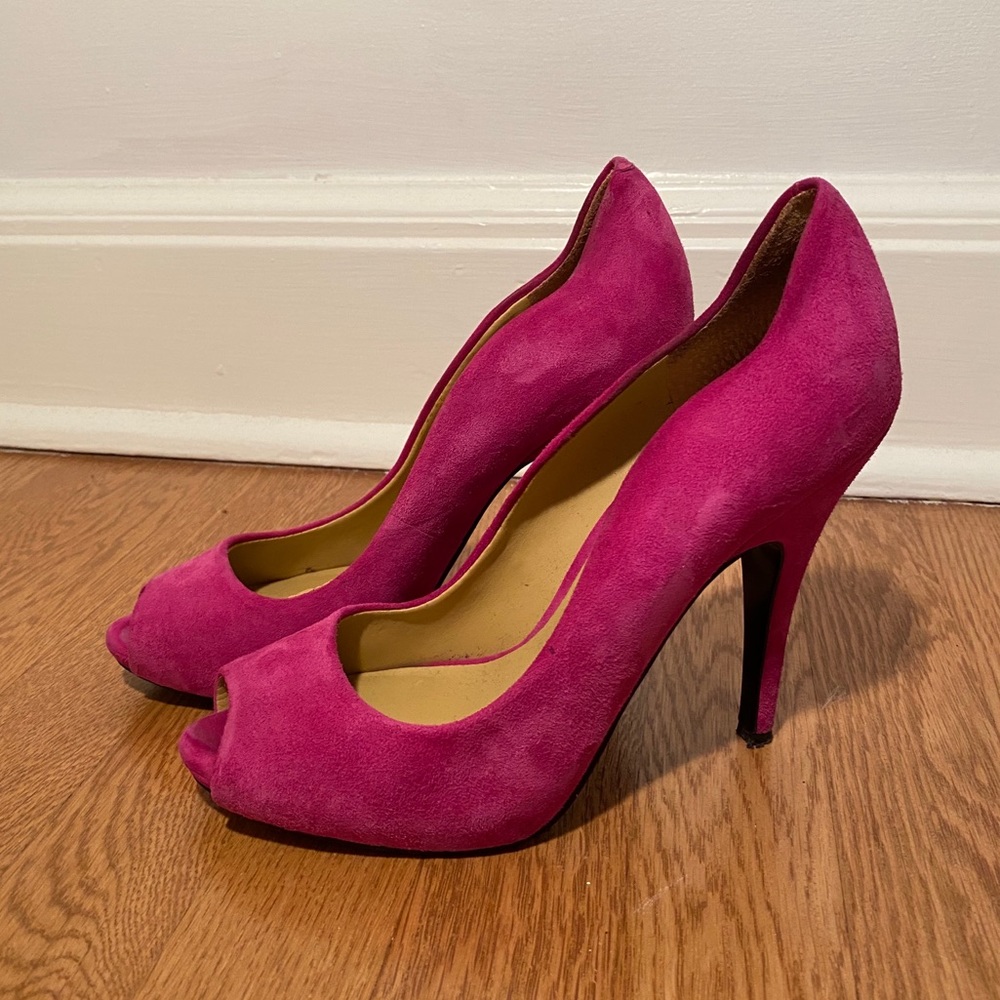 Nine West Peep Toe Pink Suede Pumps